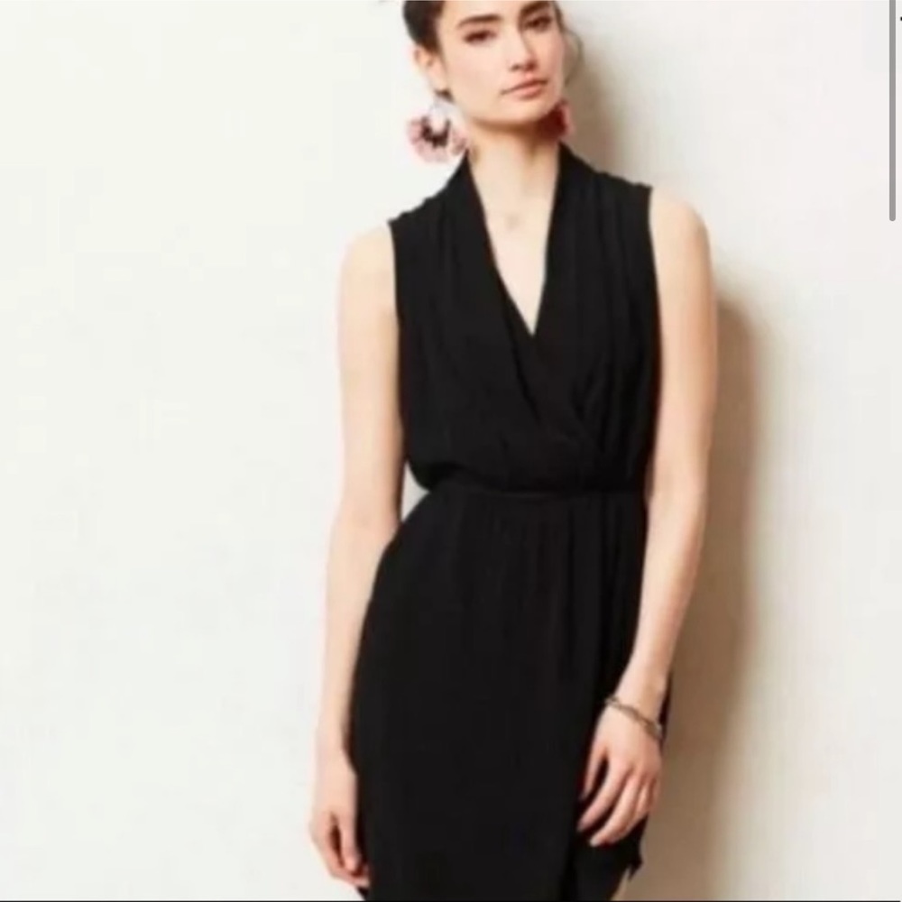 Anthropologie Maeve black faux wrap dress size medium